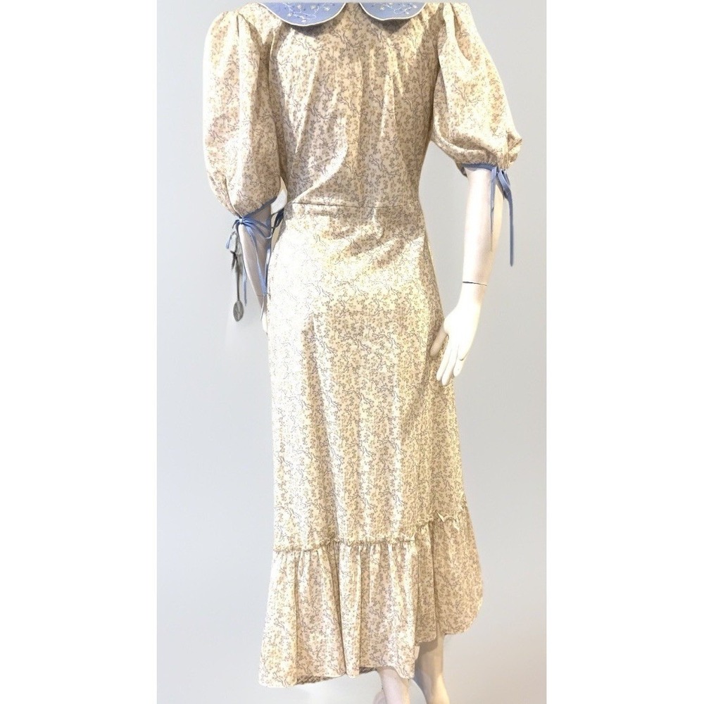 Dondolo Floral Wrap Maxi Dress Puff Sleeve Embroidered Collar Cottagecore Size M - Picture 6 of 15